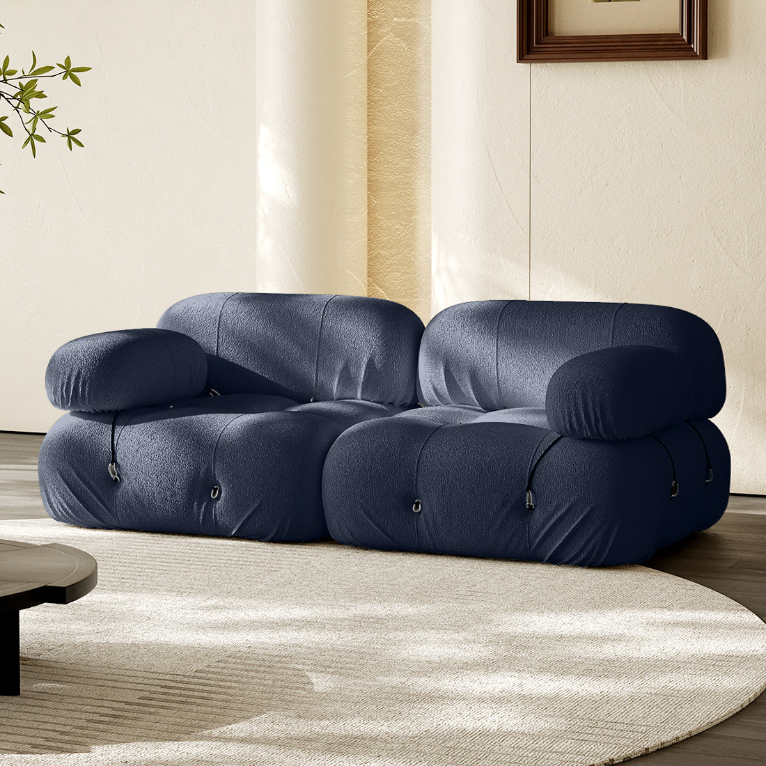 Hiksnra Camaleonda sofa,2 seater in blue chenille,with soft,supportive foam and a flexible modular design.