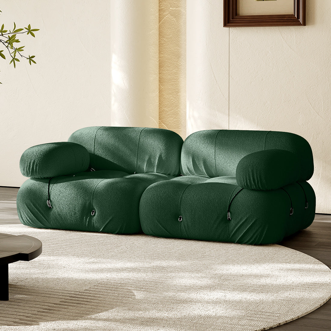 Hiksnra Camaleonda sofa.2 seater in dark green chenille,with soft,supportive foam and a flexible modular design.