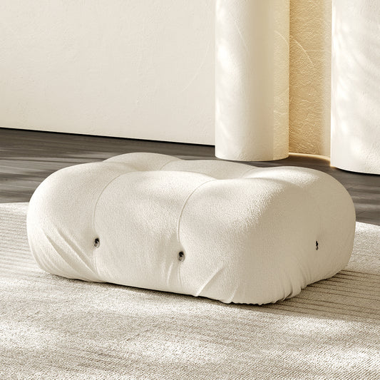 Hiksnra Camaleonda sofa.rectangular ottoman in beige chenille,with soft foam cushioning for modular sofa layouts.