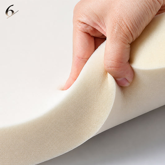 High-resilience foam specially designed for Hiksnra compressed sofas, shown being pressed to demonstrate its flexibility and ability to recover its shape.