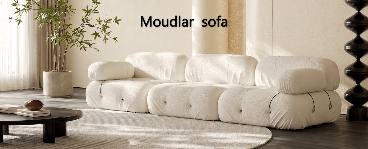 Hiksnra modular compression sofa in a box, comfortable,  vacuum-compressed packaging for easy delivery with no assembly required.